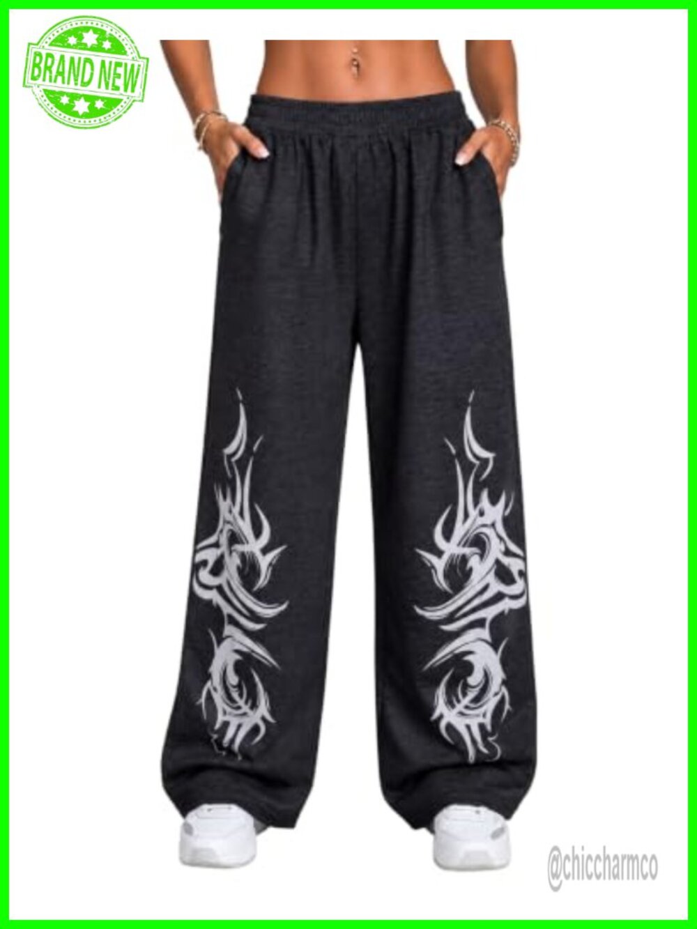 Wide Leg Y2K Graffiti Print Sweatpants High Rise Drawstring Lounge Pants